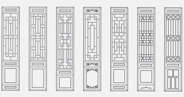 大安常用中式仿古花窗图案隔断设计图